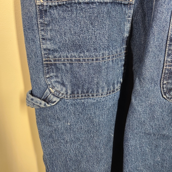 Carhartt Mens Bib Denim Overalls Blue Broken In Durable - Picture 7 of 13